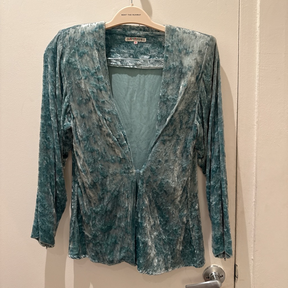 Teal Crushed Velvet Open Cardigan